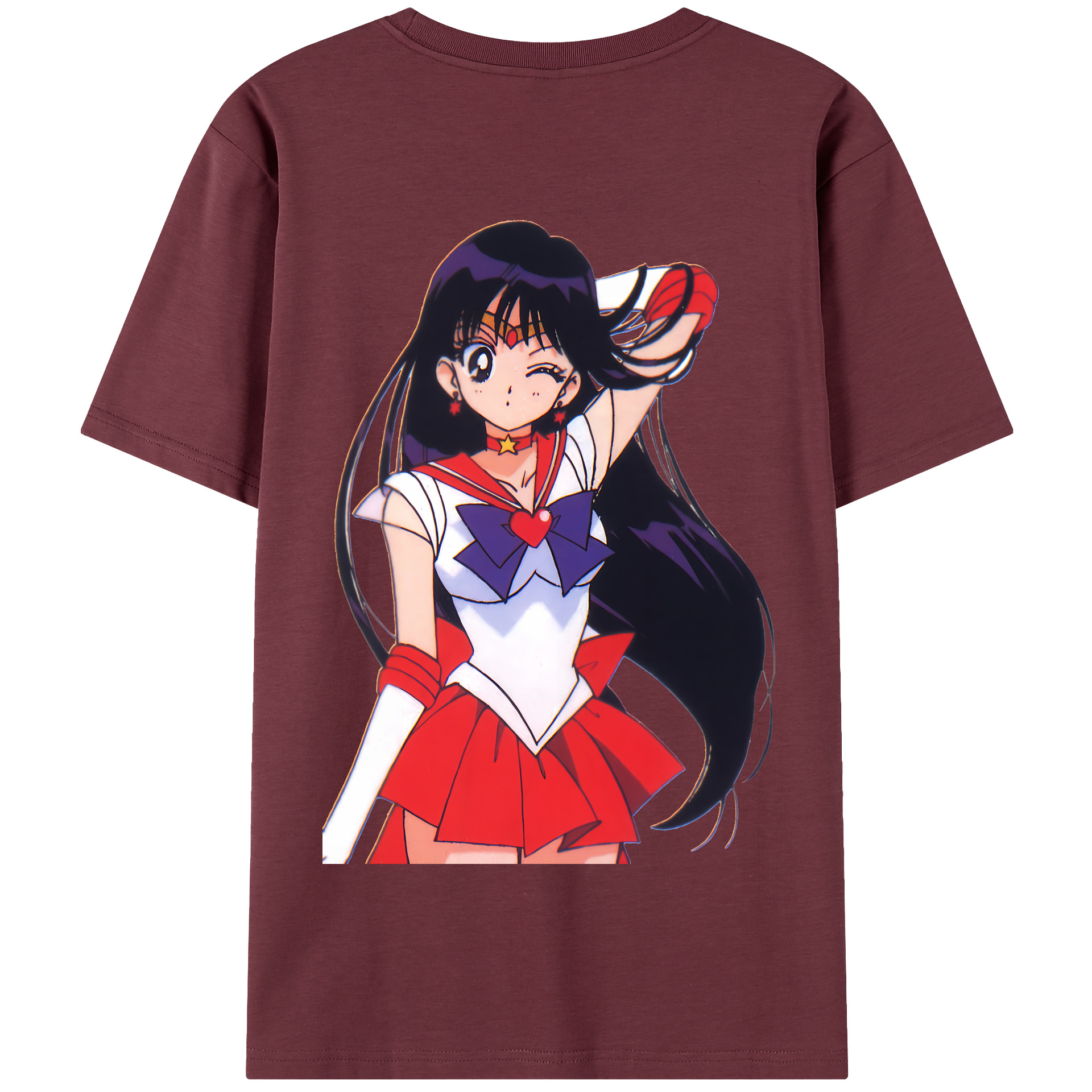 （画像用） 美少女戦士セーラームーン 火野レイ ひの レイ Sailor Moon Hino Rei （セーラーマーズ,Sailor Mars） 綿100％半袖Tシャツ（背面プリント）